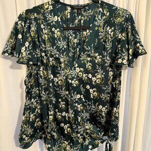 Banana Republic Green Floral Blouse XL